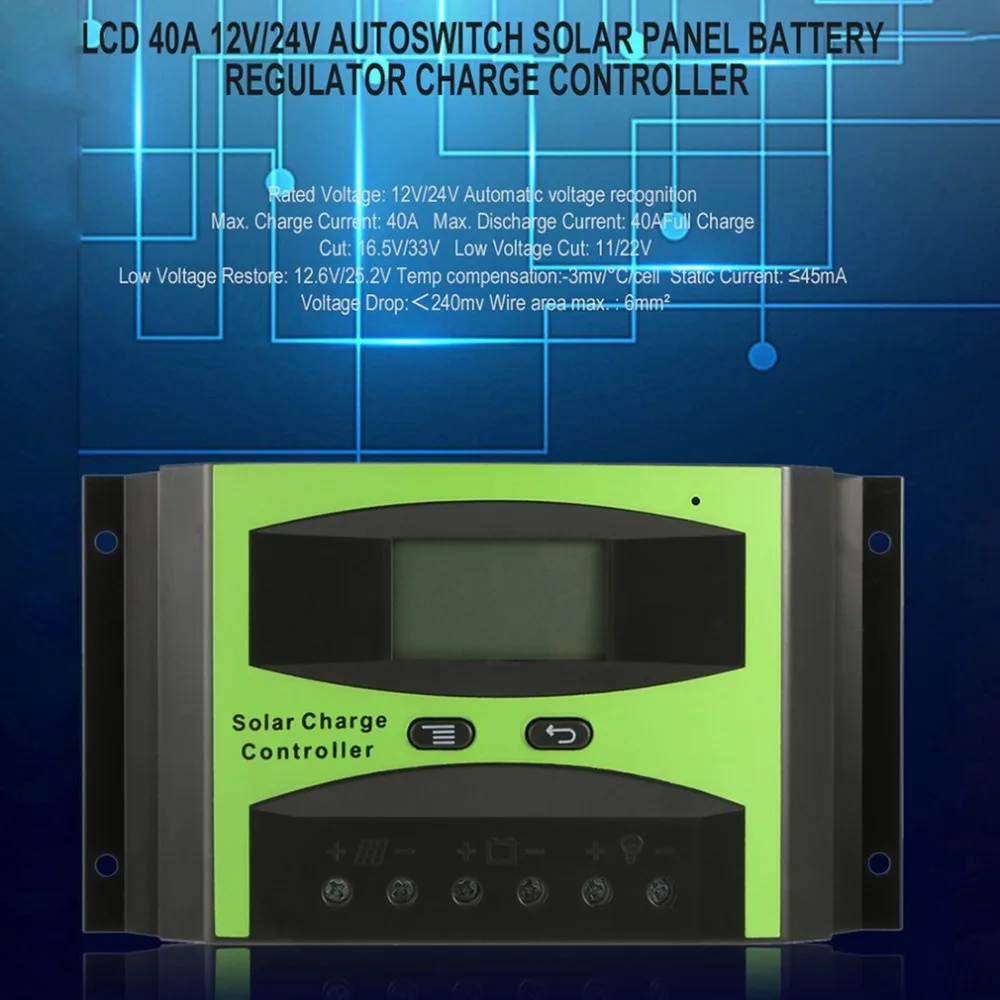 

ST1-40A Professional LCD 40A 12V/24V Autoswitch Solar Panel Battery Regulator Charge Controller Auto Regulator