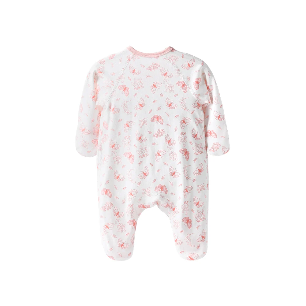 COBROO/ Хлопковая пижама с лапками для новорожденных с рукавицами, с поясом сбоку, с повторяющимися бабочками, для малышей 0-3 месяцев