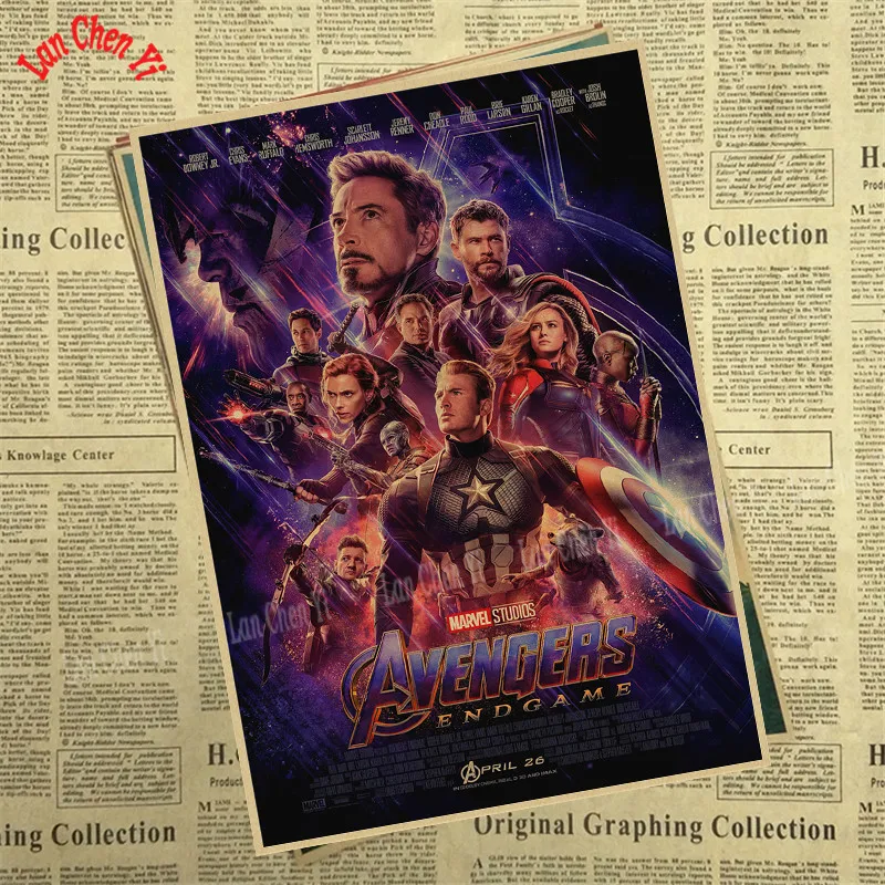Marvel Фильм Мстители: эндшпиль крафт-бумага плакат художественный напечатанный номер живопись наклейки на стену