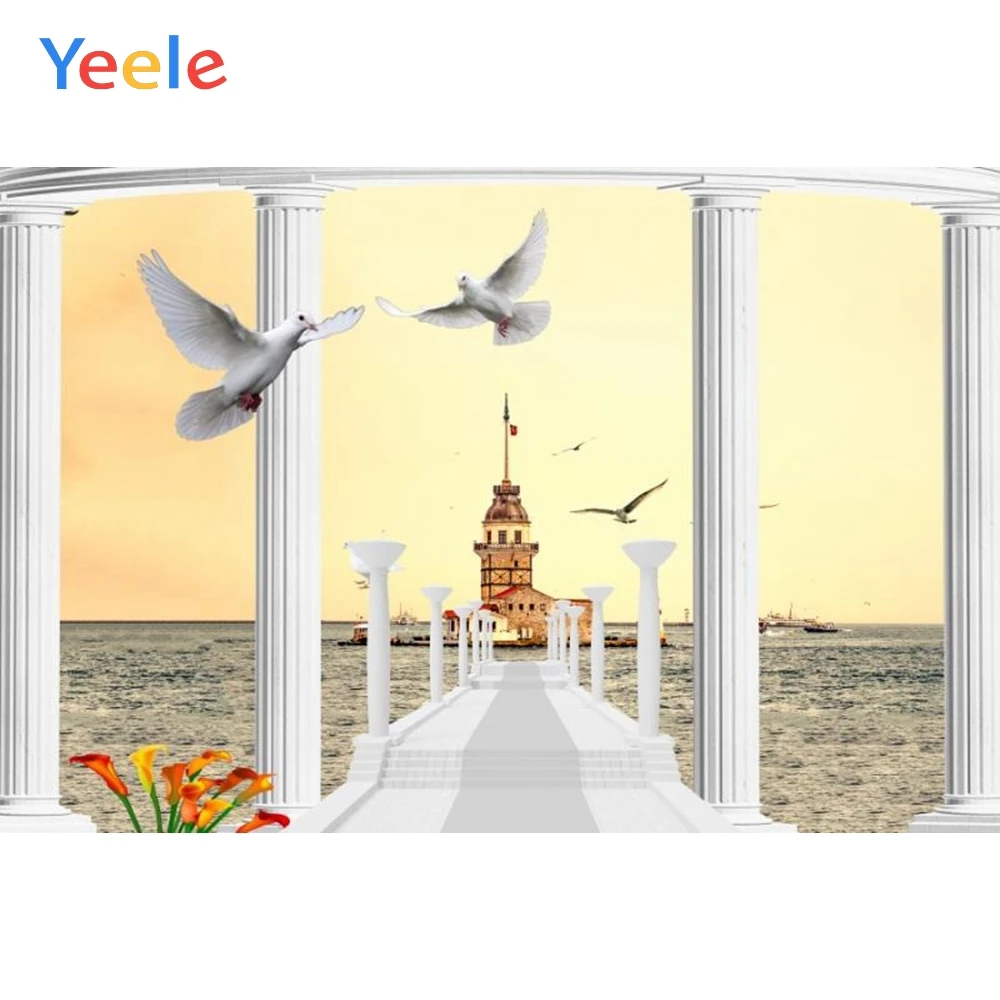 

Yeele Window View Sea White Pigeon Backdrops Communion Portrait Photography Backdrop Photographic Background Photo Studio