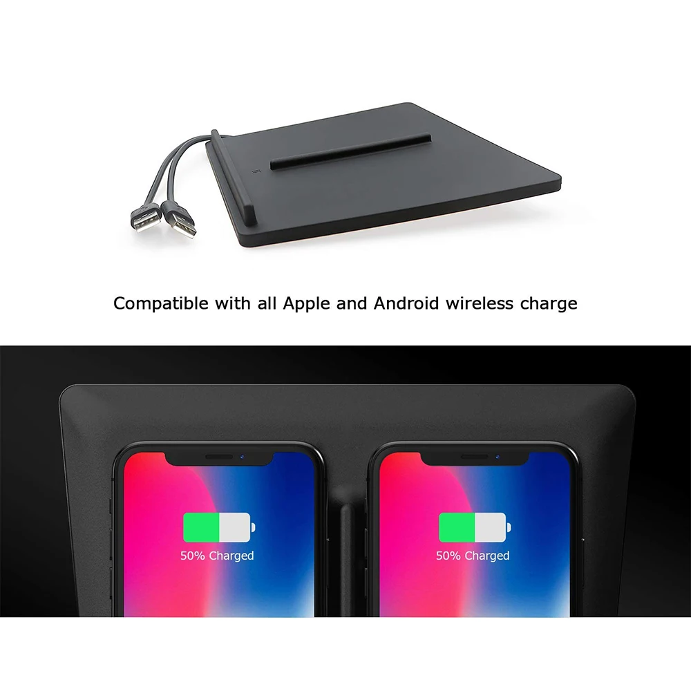 

10w Qi Tesla Model 3 Dual USB car for samsung iphone x/xs/xr/7/8 quick fast Wireless induction Charger Board stand holder dock