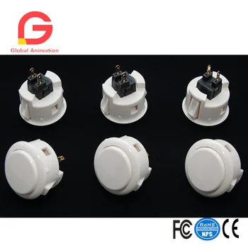 

6 Pc Set Of White Sanwa Push Buttons OBSF-30-W