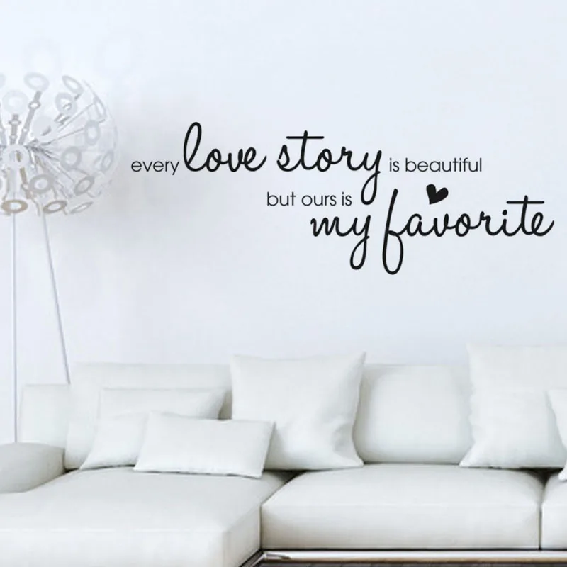 Every Love Story Wall Stickers Love Home Decor Art Vinyl Removable Home Decal Art Murals Design