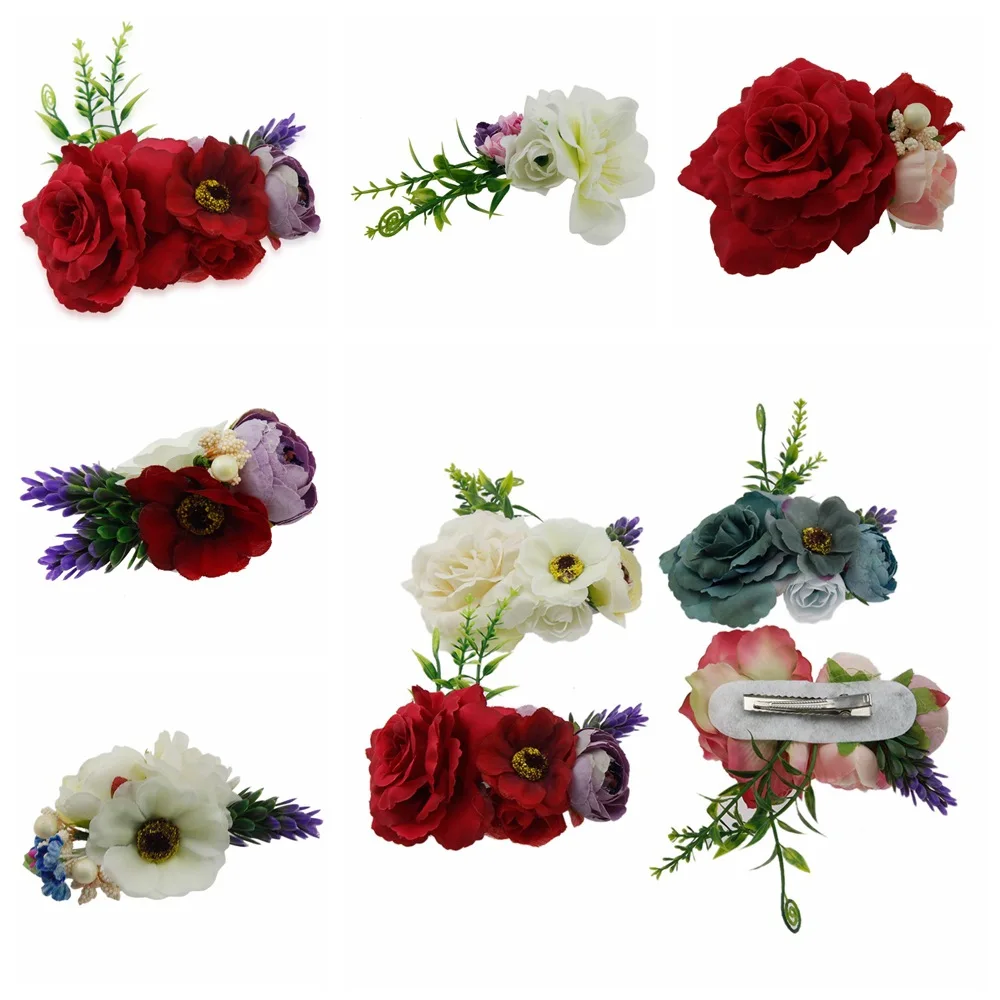 Fashion simulation flowers hair clips Handmade Photography props hairpin Children hair