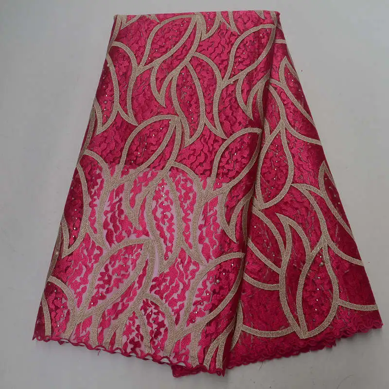 

Fashion Pure-color French Lace Fabric High Quality Gold Wire Textile Embroidery Fabrics Material Wedding/Party Dress 30