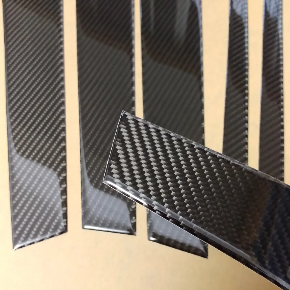 Genuine Carbon Fiber 6pcs Window Pillar Posts Trim Cover For BMW 5