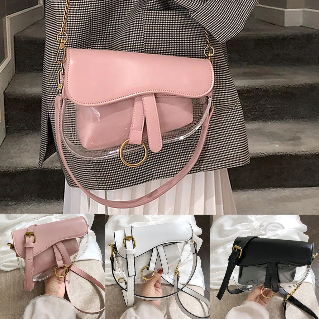 

Women's Shoulder Bag Solid ColorTransparent Messenger Bag Casual Handbag Sweet Simple Asymmetric package