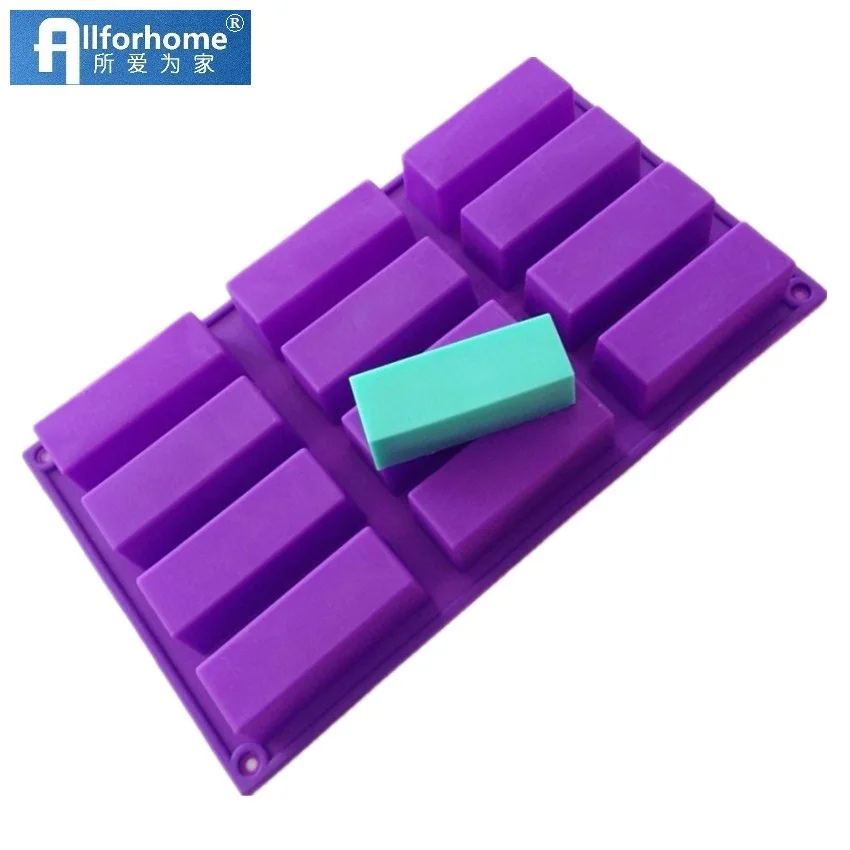 DIY Silicone 12-Rectangle Soap Mold Candy Baking Mould Chocolate Bakeware LE 