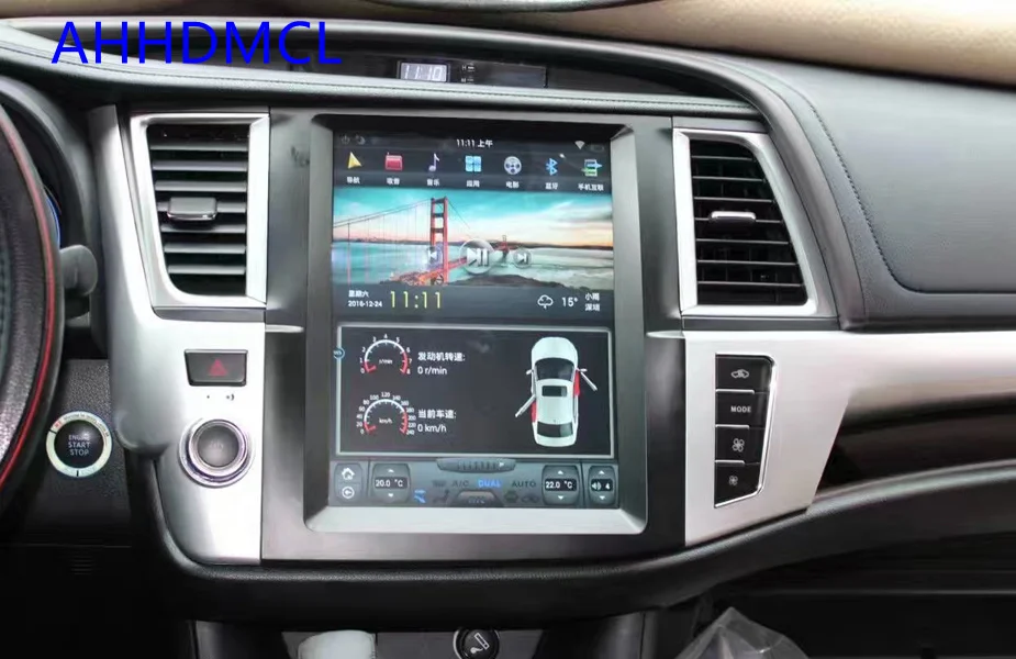 Автомобильным бортовым компьютером коврик для Tesla Стиль мультимедийный плеер Android 7,1 gps для Highlander Авто A/C Edition