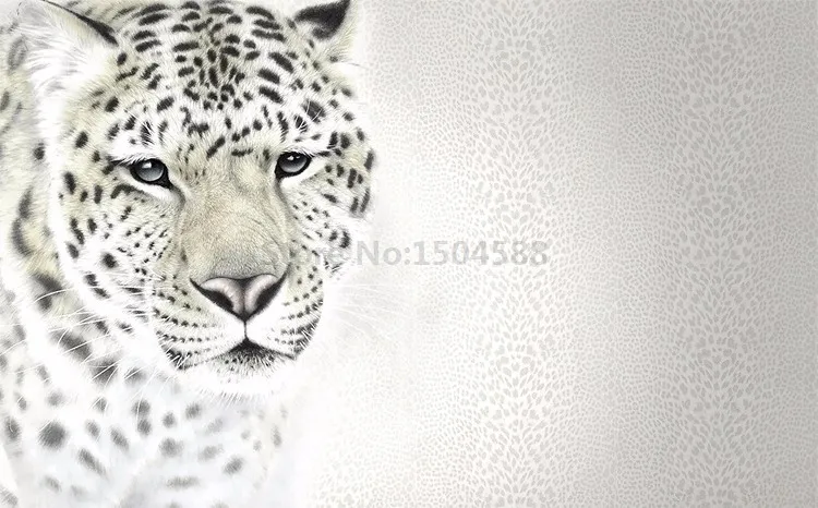 Papel de parede 3d animal branco leopardo,