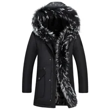 Зимний пуховик, Мужское пальто, куртка с меховым капюшоном, съемная парка, Мужское пальто, мужской пуховик размера плюс 4XL 5XL
