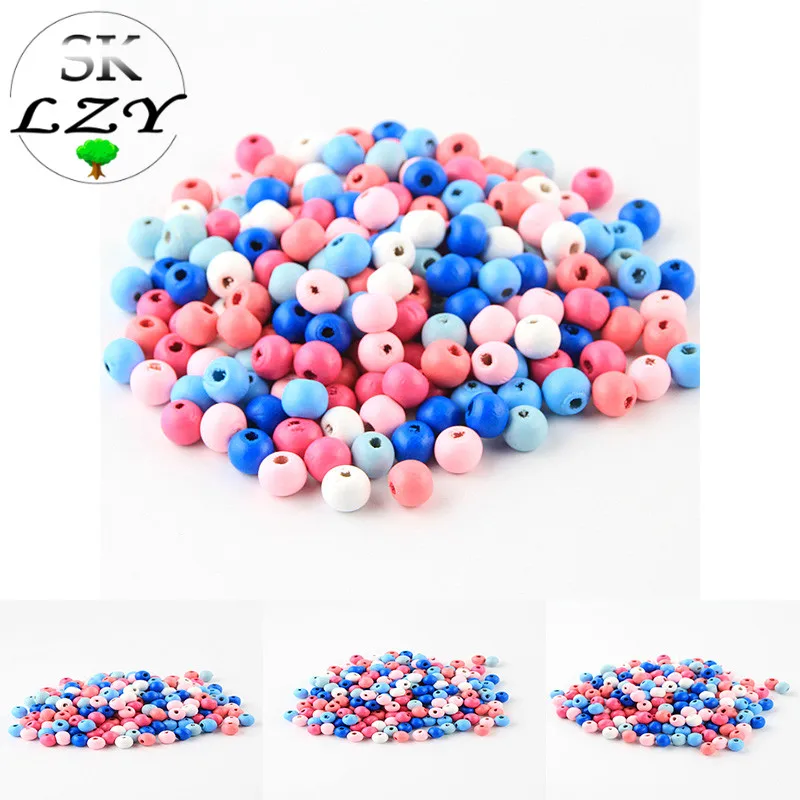

200PCS Candy Color Small Wooden Beads DIY Round Loose Beads Production Baby Rattle Necklace Bracelet Jewelry Accessories