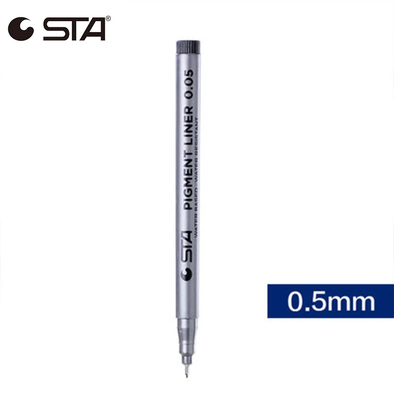STA Micron ручка водостойкая художественная эскиз комиксы художественная маркер ручка пигмент лайнер на водной основе для рисования почерк школьные канцелярские принадлежности - Цвет: 0.5