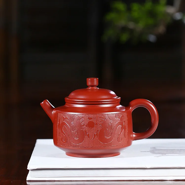 Yixing темно-красный эмалированный керамический чайник полностью ручная НЕОБРАБОТАННАЯ руда ярко-красный халат Zhong Ming Jia Fan Zi Hong Kung Fu чай есть чайник