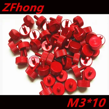 

20PCS M3*10 Red Colour aluminum knurled Thumb hand tighten screw