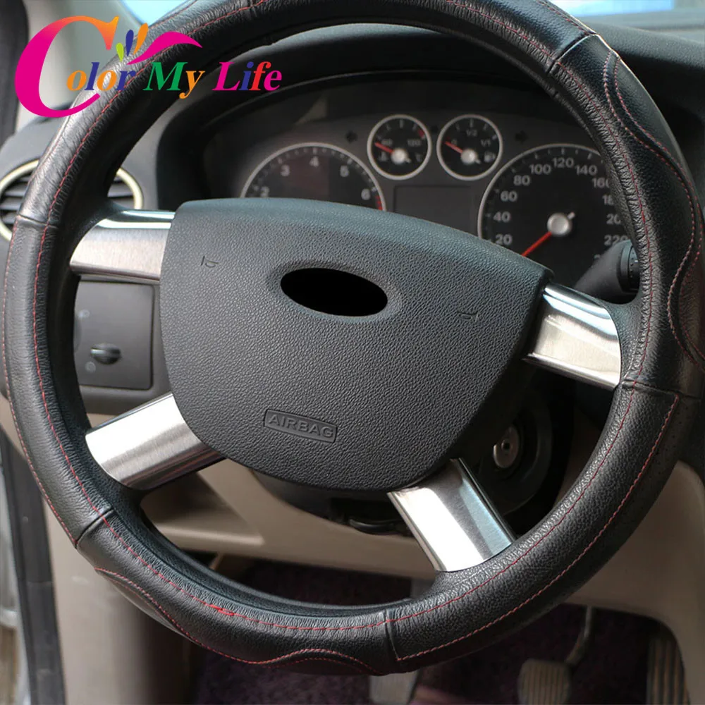 Color My Life Stainless Steel Car Steering Wheel Decoration Cover Trim Sticker for Ford Focus 2 MK2