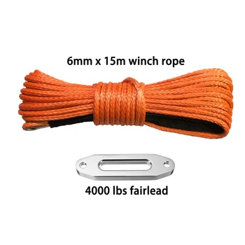 

6mm*15m With 4000lbs Fairlead ATV Winch Line,Off Road Rope,Synthetic Winch Rope 6mm,Boat Winch Cable,UTV Winch Accessaries