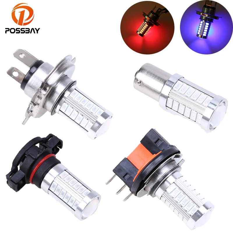 POSSBAY 9005/1156/H4/H7/H10/H11/H15/H16 Fog Signal Tail Driving 33 LED 5730 Car Light Lamp Bulb Red/Blue Car Light Source