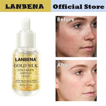 

LANBENA Gold Silk Collagen Ampoule Serum Whitening Lighten Dark Spots Removes Melanin Firming Flexible Anti Wrinkle Anti Aging