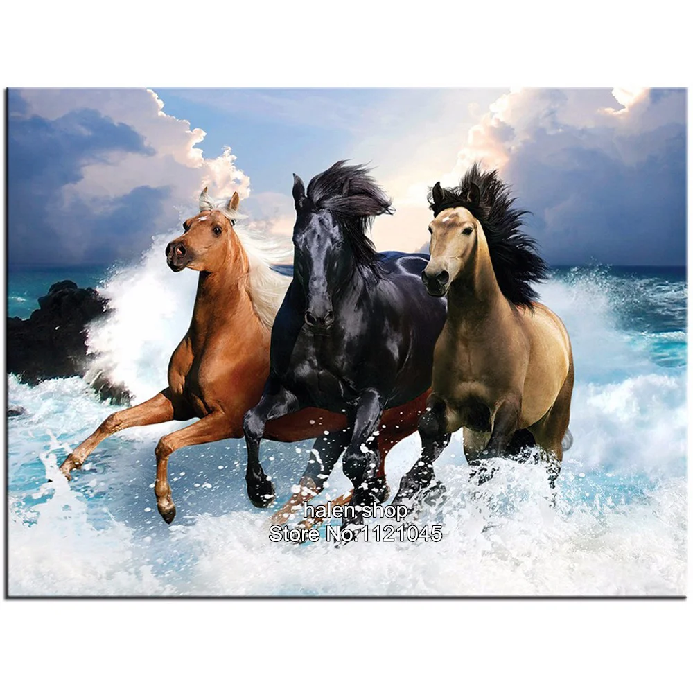 DIY 5D Square Diamond Painting Cross Stitch Kits Running horse Diamonds
