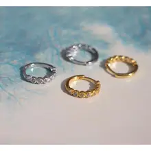 Серьги из стерлингового серебра 925 пробы, модные циркониевые геометрические круглые серьги для ушей, пряжки для ушей, дикие трендовые серебряные серьги для девушек, ювелирные изделия для ушей