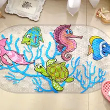 Bande dessinée Anti-Slip PVC Tapis De Bain Avec Ventouses Seaworld Tortue Poissons Tapis Utilisé Pour Salle De Bains