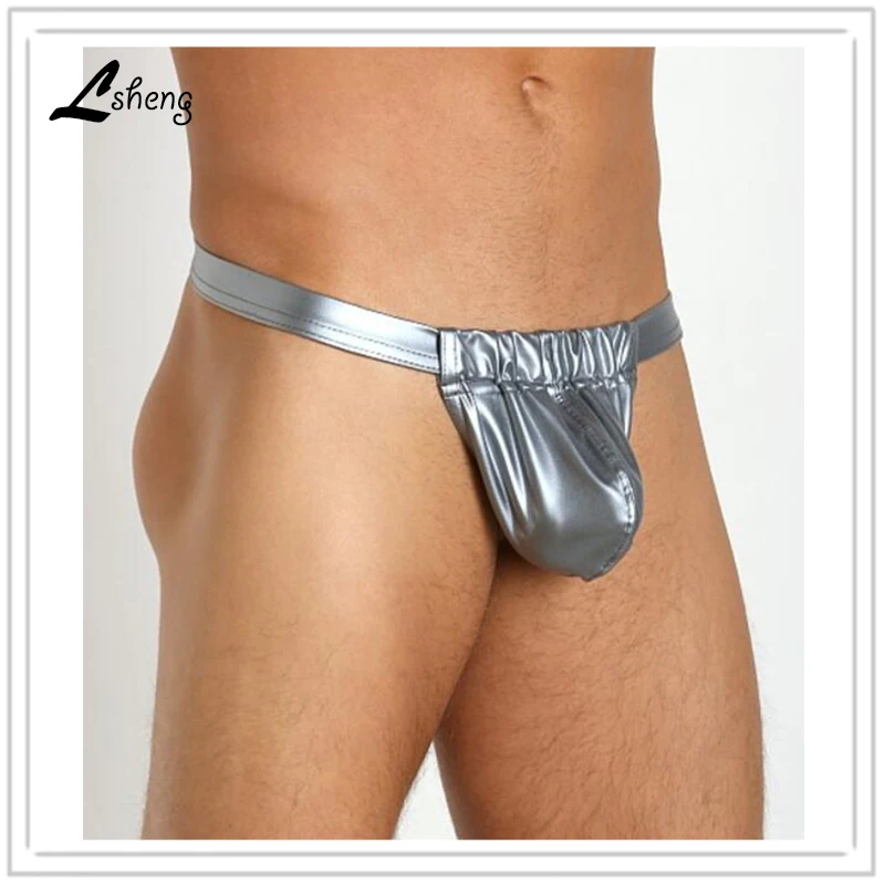 

New Hot Men's Sexy Underwears Men PU Material Thongs Male Imitation Leather G-strings Mens Sexy Gay Thong Shorts Free Shipping
