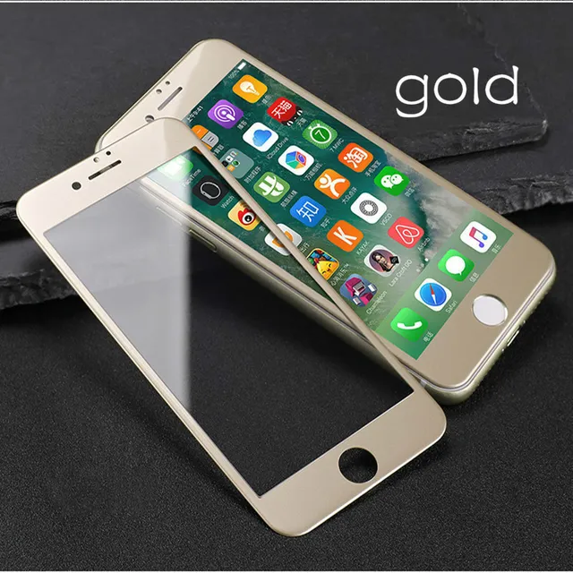 Voor Iphone 8 Plus 3D Volledige Cover Gehard Glas Voor Iphone 6 6S Plus 7 8 Screen Protector Scratch proof Arc Rand Goud Glas Film