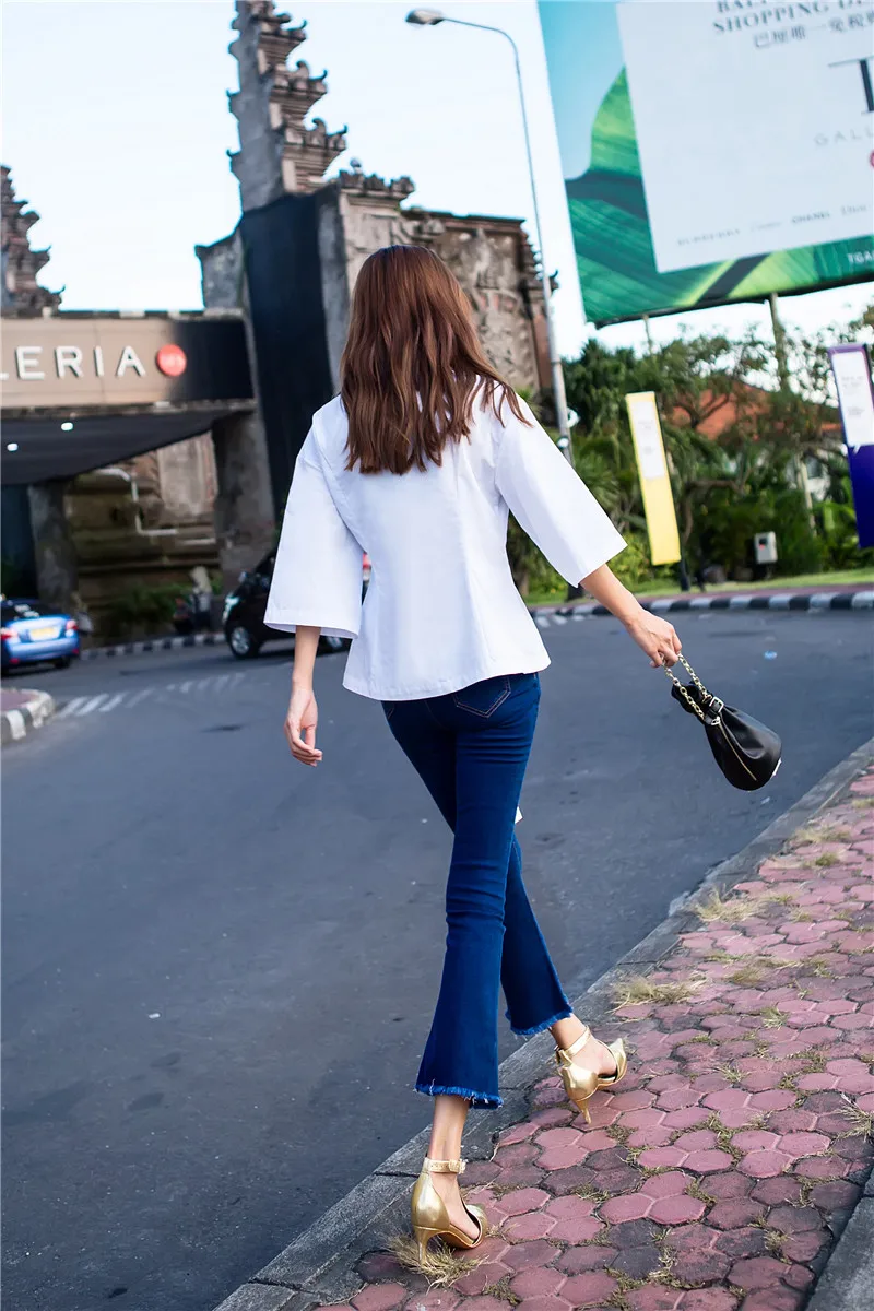 Cheerart/японский стиль, белая блузка с v-образным вырезом, женская летняя Свободная блузка с поясом, топ с баской спереди, новинка