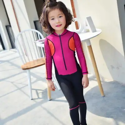 

2019 new one-piece long-sleeved trousers swimsuit children floating diving suit body waterproof mother sunscreen swimwear