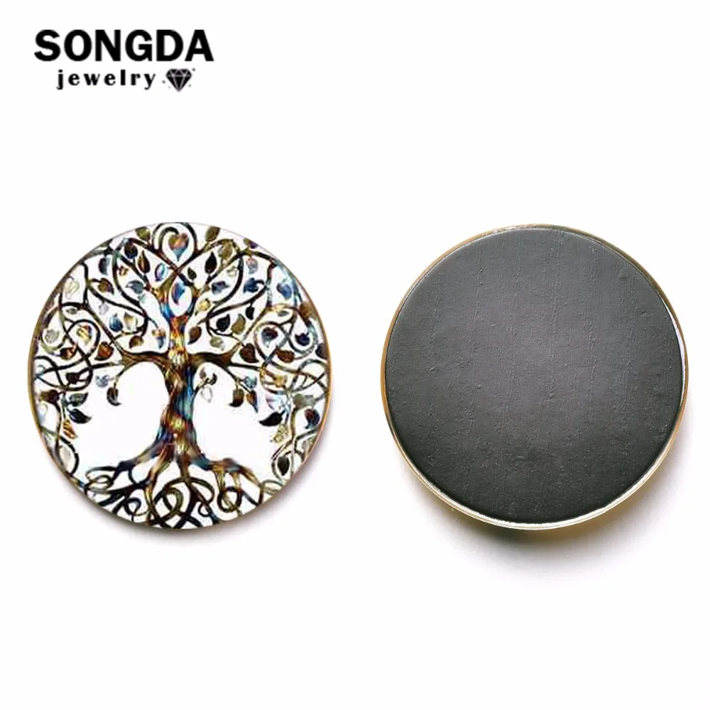 

SONGDA New Tree of Life Culture Pattern Fridge Magnet Sticker Art Photo Glass Cabochon Magnetic Beads Message Holder Accessories