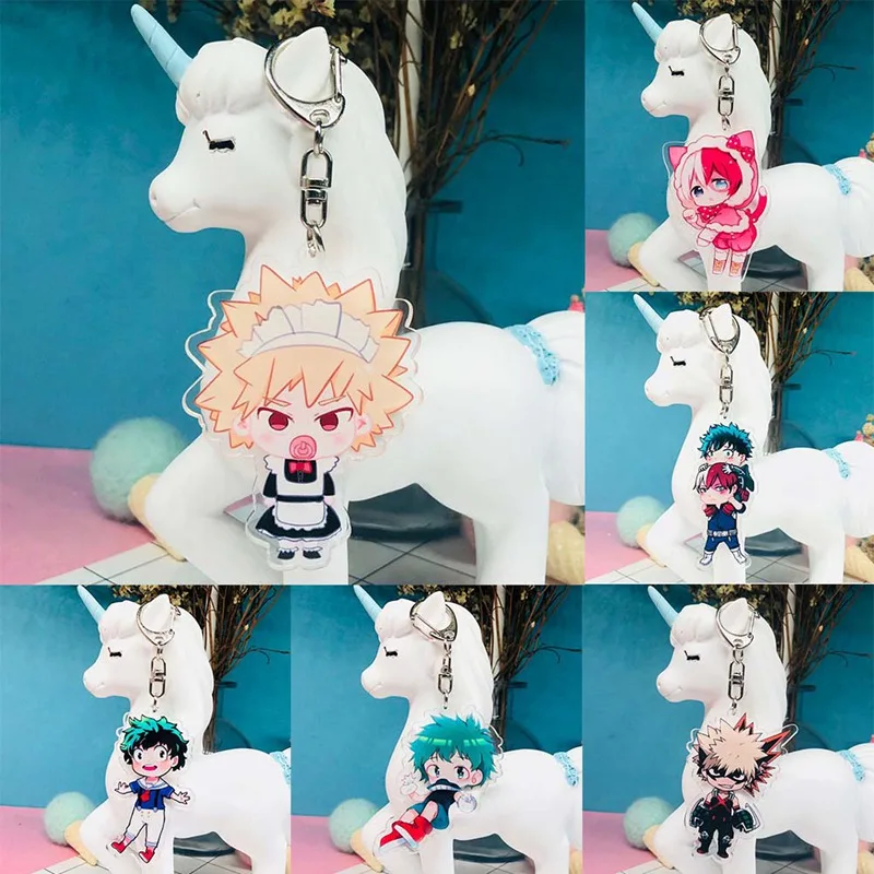 

My Hero Academia Keychain Double Sided Key Chain Pendant Acrylic Anime Accessories Cartoon Key Ring