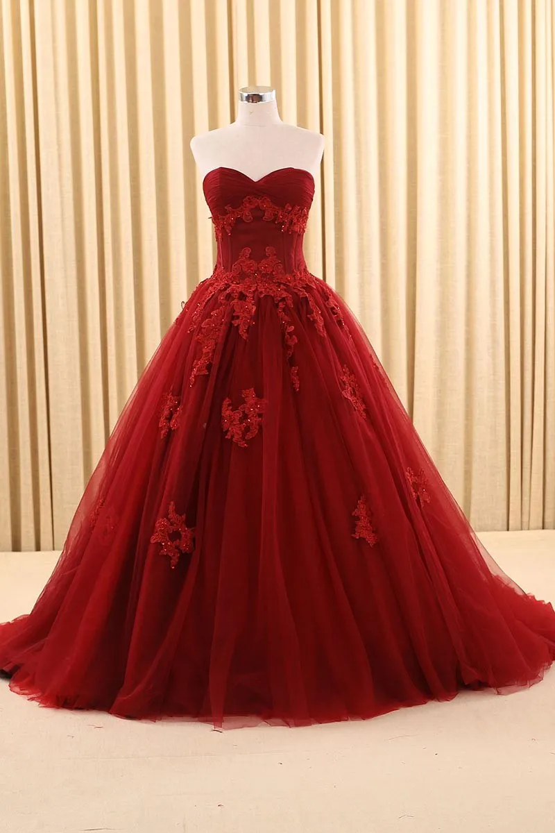 Vintage Gothic Dark Red Ball font b Gown b font font b Wedding b font Dresses