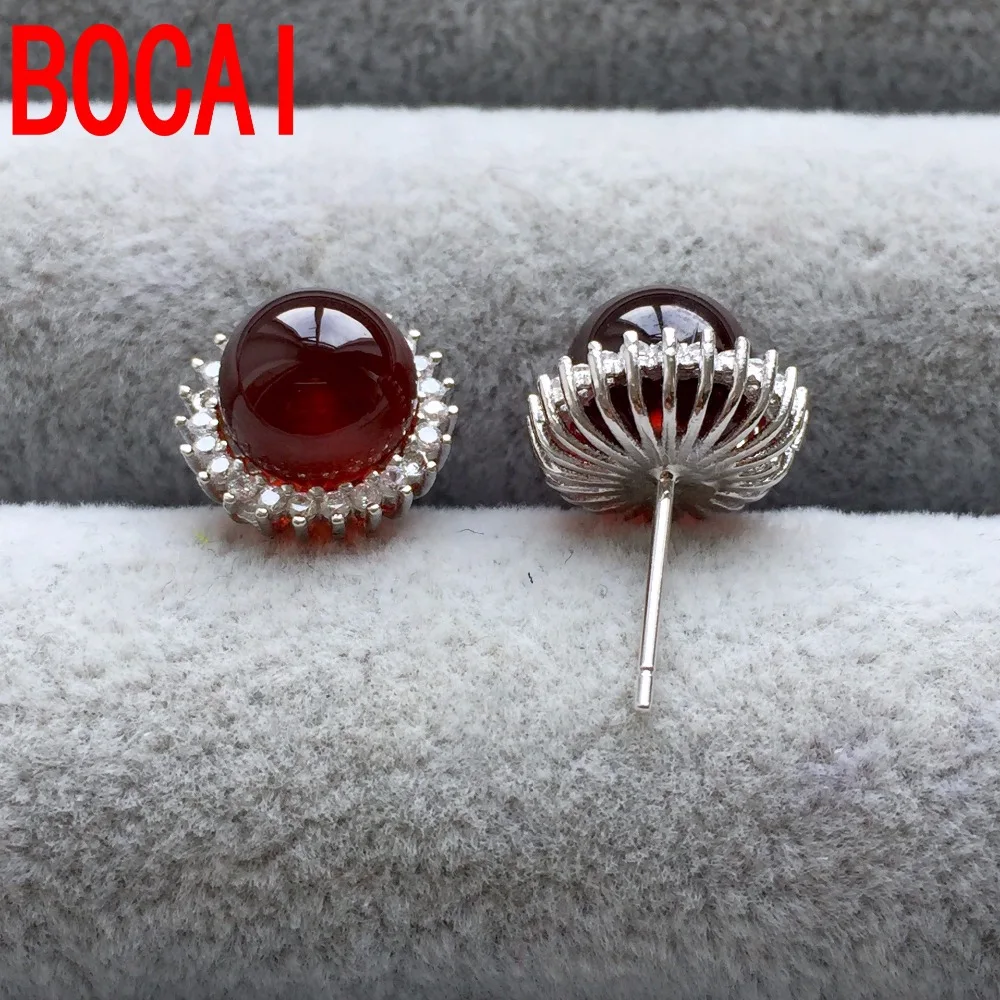 S925 Natural Garnet Stud Earrings Sterling Silver Rose Stone Las S925 Natural Garnet Stud Earrings Sterling Silver Rose Stone Las Orange In From Jewelry Accessories On Aliexpress