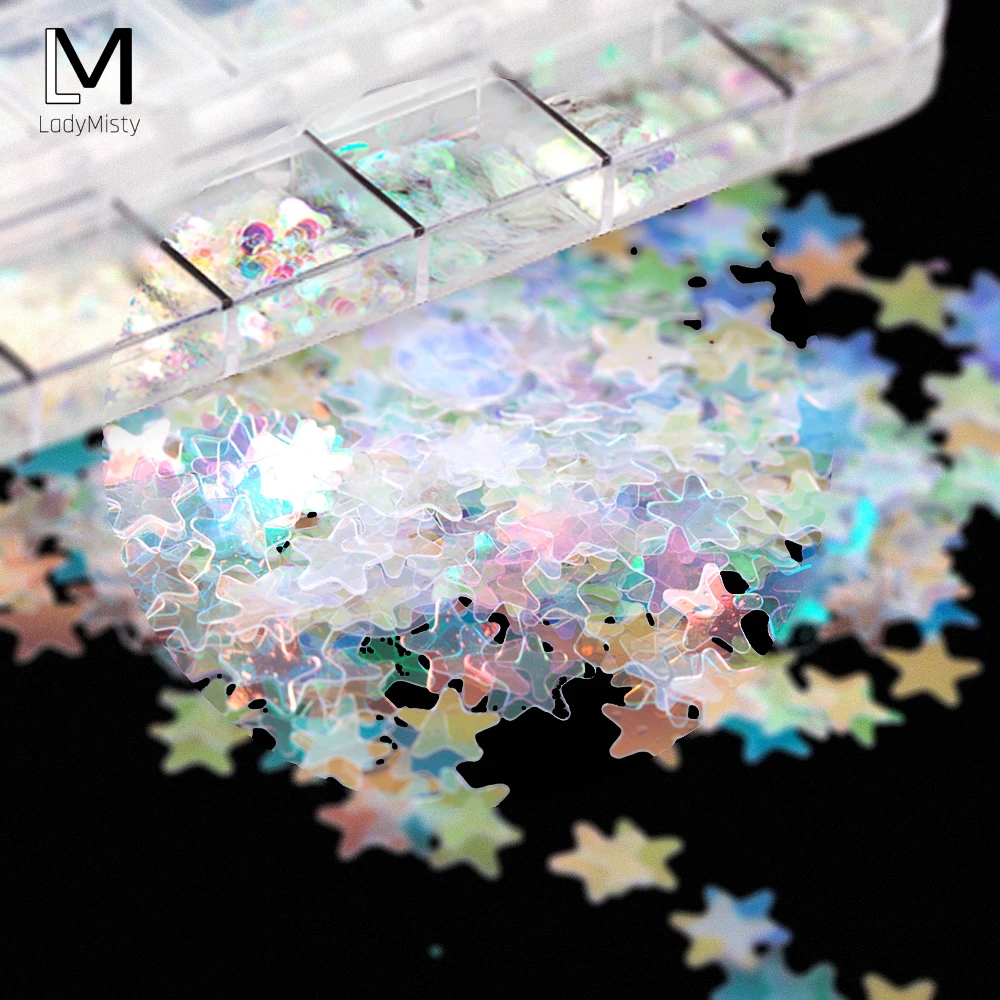 

LadyMisty 1set Nail Glitter Nail Polish Triangles Sequins Small Flakes Mermaid Magic Powder Nail Art Rhinestones