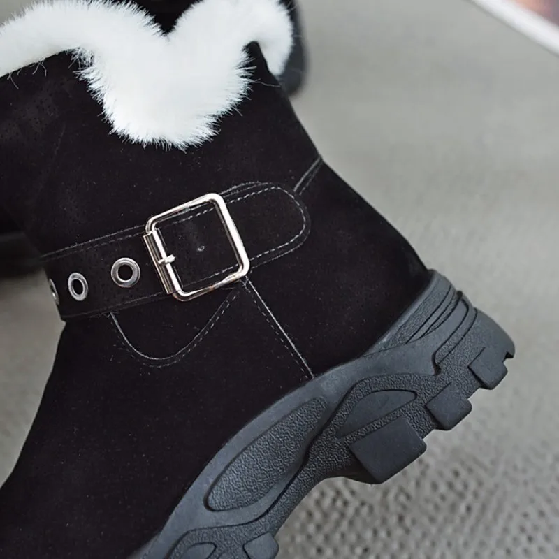 COOTELILI Warm Fur Ankle Boots For Women Winter Shoes Buckle Rubber Platform Fleece Snow Boots Women Comfortable Shoes Female  (7)