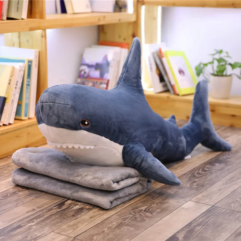  100cm Big Size Funny Soft Russia Plush Shark Toy Pillow with Blanket Baby Appease Doll Birthday Gif