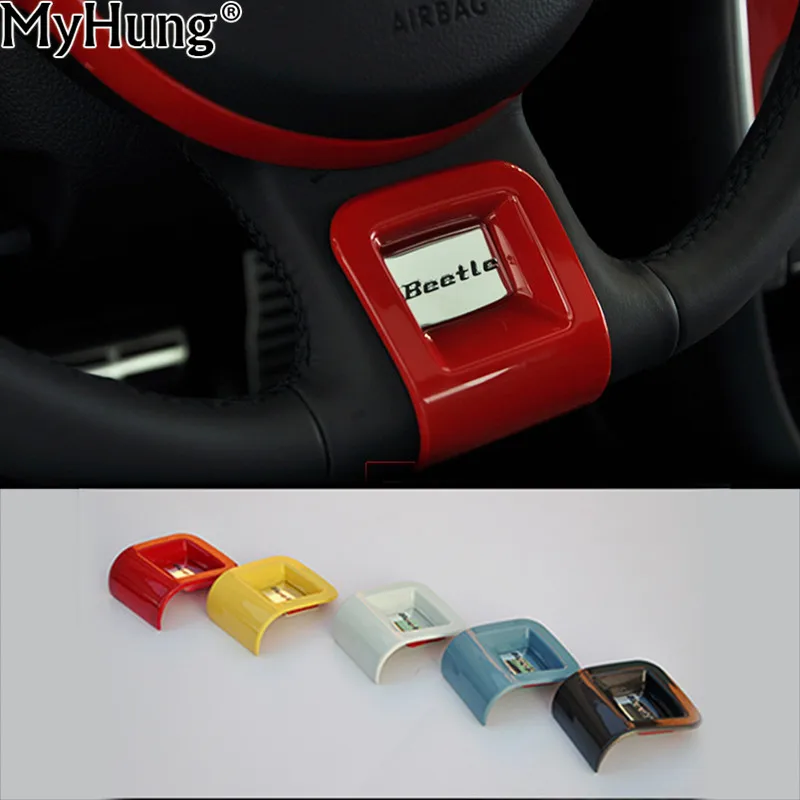 

Car Steering Spoke Cover Car-Styling Car Steering Wheel Decorative Sticker Decal Plate Parts For VW Beetle 2013 To 2017 1pc