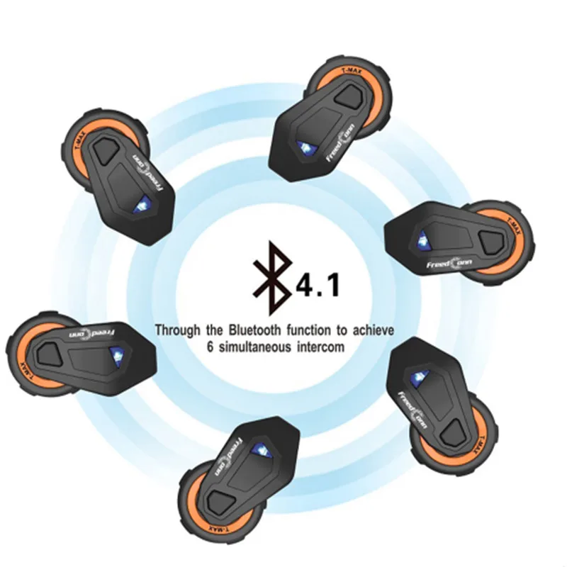 Гарнитура Freedconn T Max Moto rcycle для шлема Bluetooth Интерком 6 динамиков группового