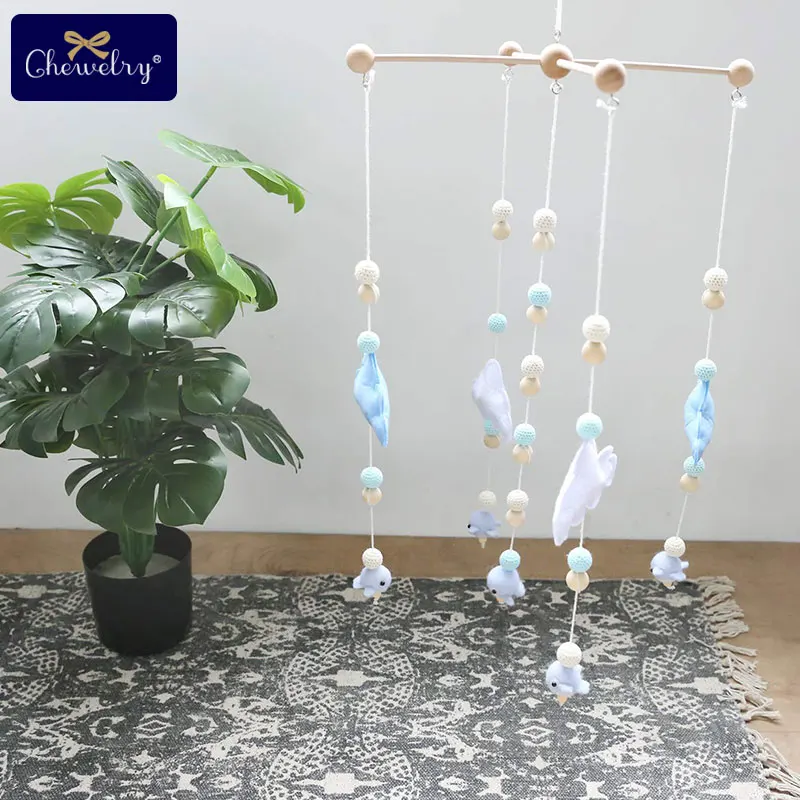 Baby Teether Baby Cradle Mobile Bed Bell Rattle Toy Cloud Cot Mobile Wooden Wind Chime Tent Hanging Baby Shower Gift Home Decor