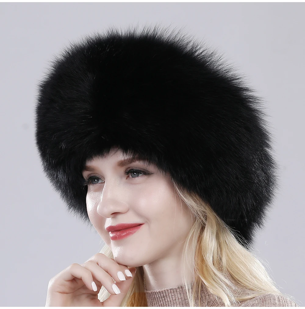 New Style Fashin Girl Genuine Fox Fur Hat Warm Soft Natural Fox Fur Bomber Caps Lady Luxurious Quality Real Fox Fur Hats