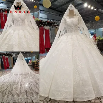شراءفساتين زفاف فاخرة فاخرة مزينة بالخرز مصنوعة حسب الطلب 2020 ثوب العروس Vestido De Noiva الزهور مطرز بالخرز فستان زفاف كوين بريدال دي ماري WD125