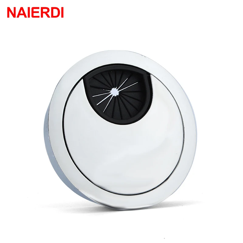 

NAIERDI Zinc Alloy 50mm Base Computer Desk Grommet Table Cable Outlet Port Surface Wire Hole Cover Line Box Furniture Hardware