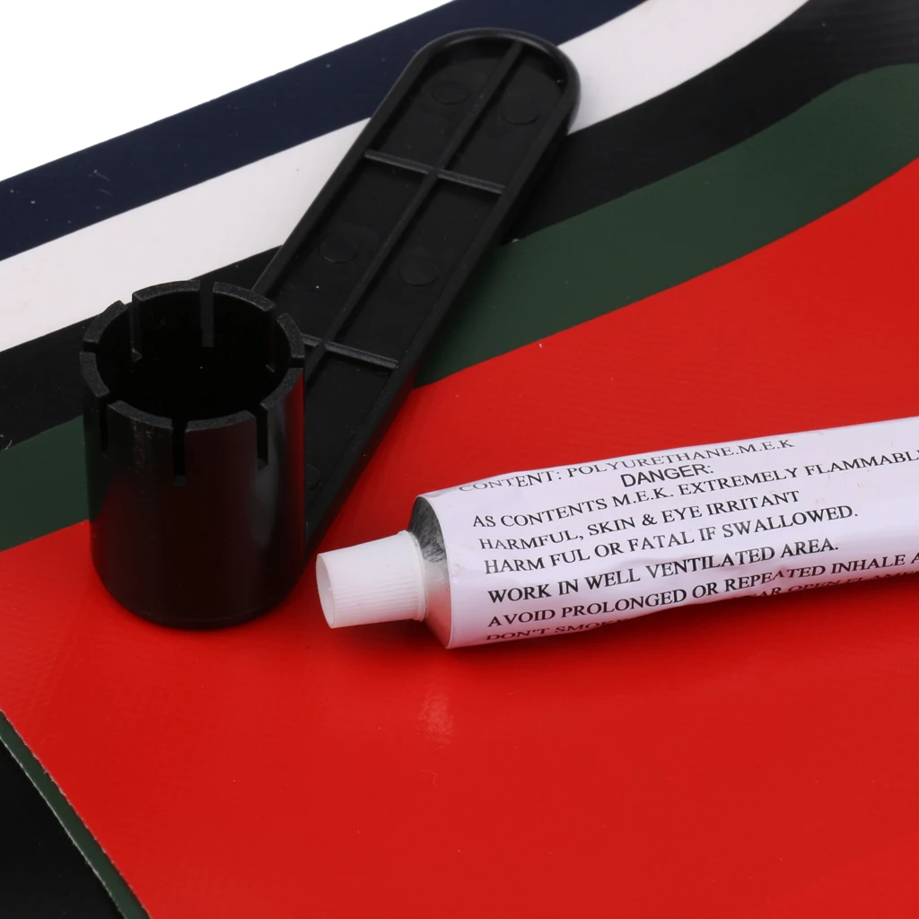 8Pcs/Set Inflatable Boat Canoe Kayak Dinghy Repair Kit PVC Patch Valve Wrench Glue Water Sports Surfing Sailing Replacement