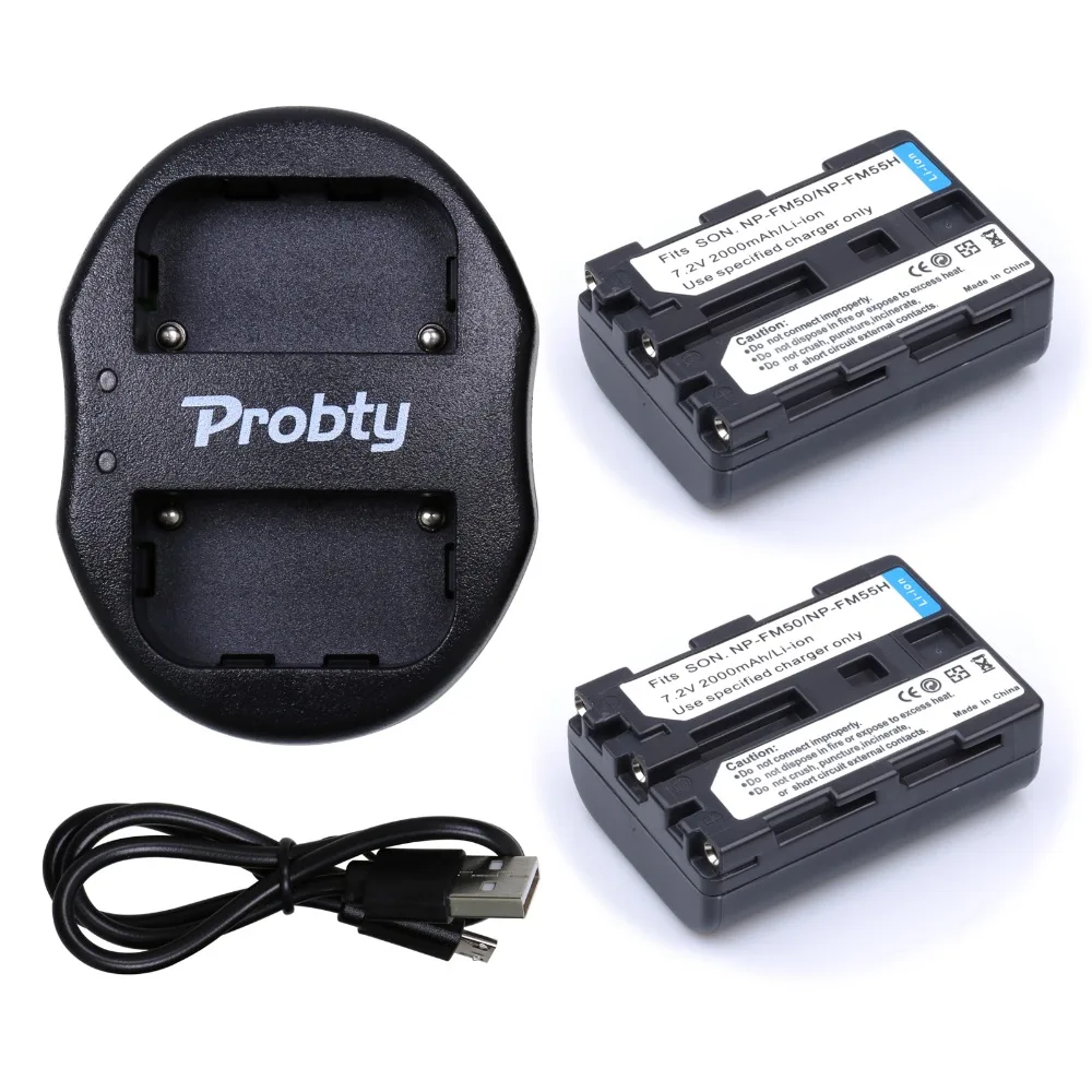 Аккумуляторы PROBTY 2 шт. + зарядное устройство с двумя USB портами аккумулятор для