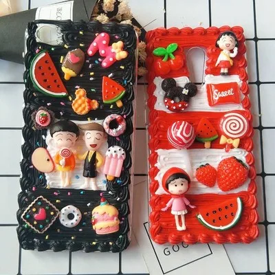 For iphone X 8 7 6 6s plus DIY case 3D cute sakura momoko phone cover for iphone XS MAX XR handmade cream candy case girl gifts