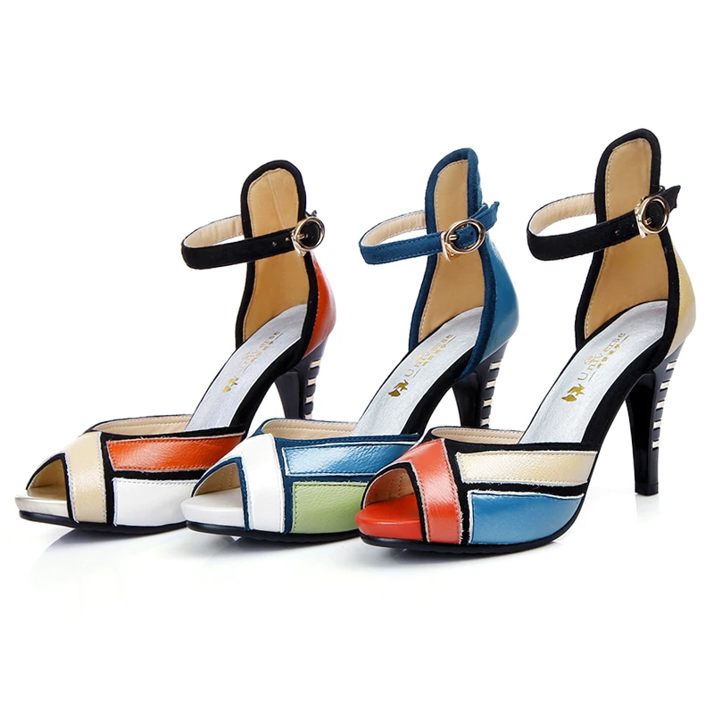 Босоножки женские из натуральной кожи на высоком каблуке E069|sandal woman shoes|heels sandals