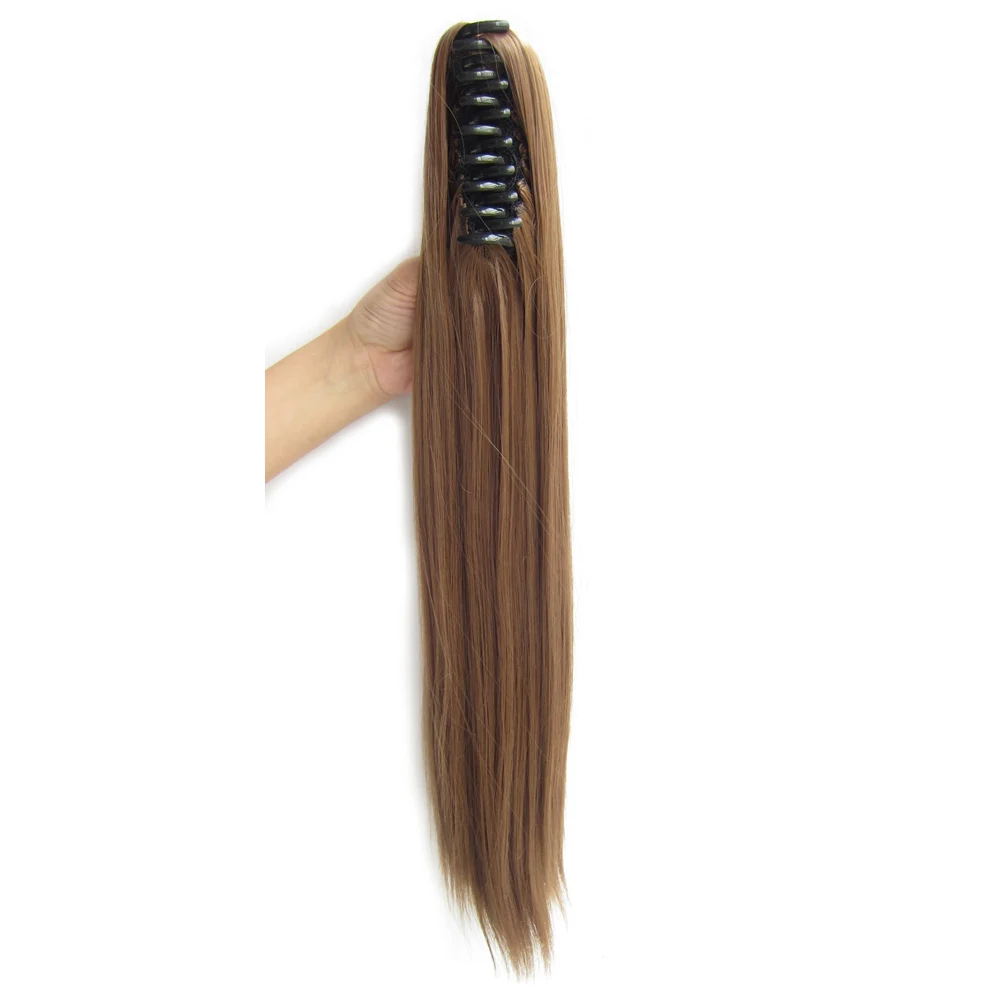 Delice 22 дюймов синтетическое Длинные Накладные хвостики на зажиме Для женщин прямые прядь светлых волос высокое Температура волокна волос