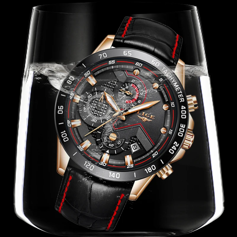 

Mens Watches LIGE Top Brand Luxury Waterproof Fashion Men Casual Date Leather Sport Wrist Watch Quartz Watch Relogio Masculino