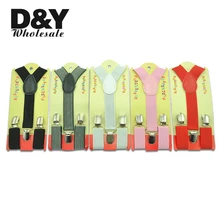 Обувь для мальчиков подтяжки девочки; дети детей 2.5 см Высокое качество Clip-On брекеты Тонкий эластичный чулок 17 Цвета блеск y-обратно подтяжки